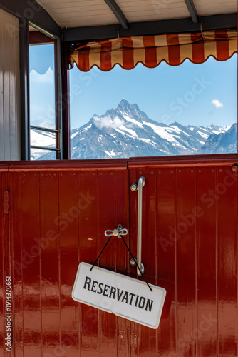 Wallpaper Mural Reservation sign at an open wagon of the Schynige Platte railway Torontodigital.ca