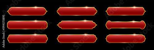 Luxury frames with gold borders and red base, banners set in Arabic style