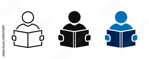 Read a book simple icon. Education symbol. Instruction manual icon, education learning sign