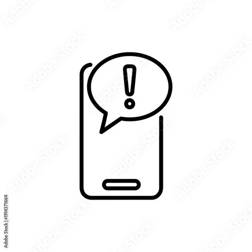Push Message Simple Outline Line Icon on White Background