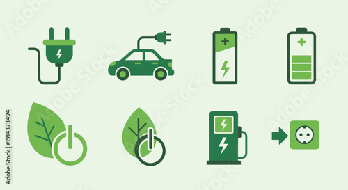 Electric Power and Green Energy Icons Collection