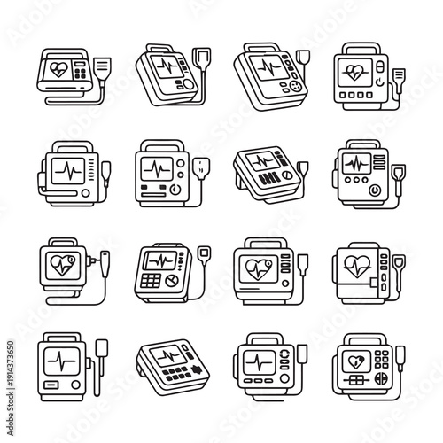 Medical Monitor Icons Set Heartbeat EKG Line Vector Illustration Stock Media