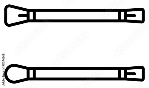 Professional minimalist line art depicting doubleended makeup applicators. Perfect for beauty branding, cosmetic tutorials, and web icons emphasizing elegance and precise application.