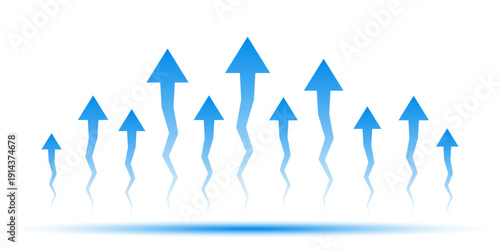 Arrow up, business growth concept, graph chart showing growth of profit or capital on transparent background - vector