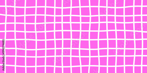 Hand drawn grid seamless pattern, doodle stripes texture design, checkered mosaic tiles