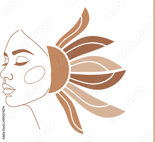 Elegant woman with a face mask and floral headband relaxing with skincare routine enjoying self care and pampering with beauty and wellness treatments.