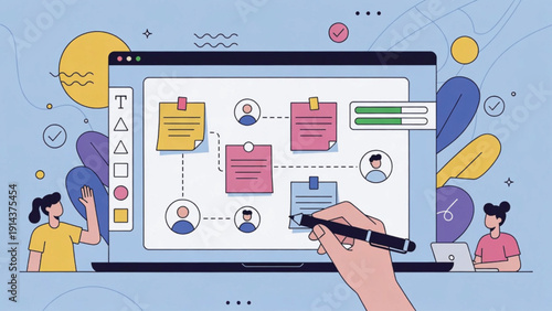 Business Team Planning Project Management Business Workflow Flat Design