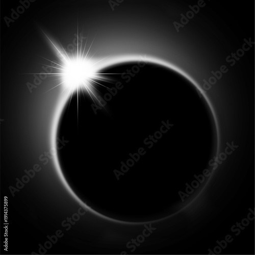 Bright light explosion with rays on black background