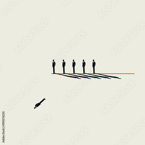 This minimal illustration uses a vector concept to show a worker falling from a line, symbolizing labor loss, unemployment, and the future impact of technology and ai.