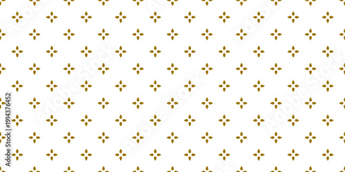 Abstract minimal floral geometric ornament, repeatable gold petals design, luxury flowers seamless pattern
