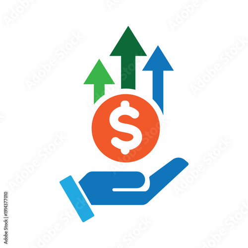 Financial Growth Hand and Dollar Icon Illustration.