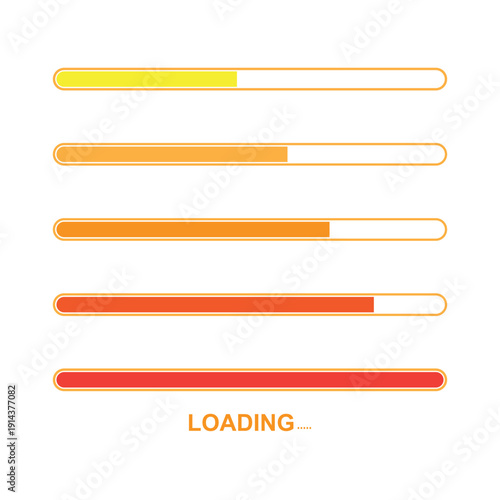 Colorful Loading Progress Bars UI Illustration.