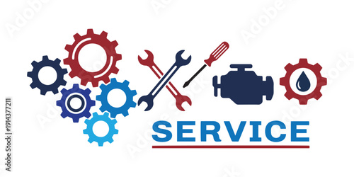 Mechanical Service Icons Set Repair, Maintenance and Technical Support Vector Collection.