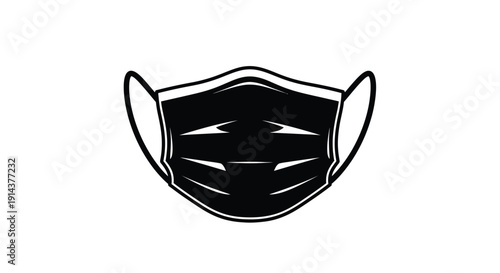 Black face mask illustration against a white background silhouette