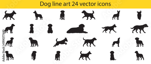 Dog Line Art Vector Icons Collection dogs silhouette