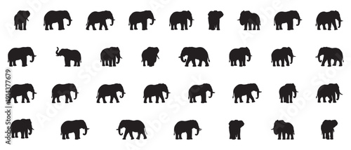 Elephant Silhouette Vector Icons Collection elephants