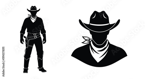 Two cowboy figures in stark contrast a dramatic silhouette