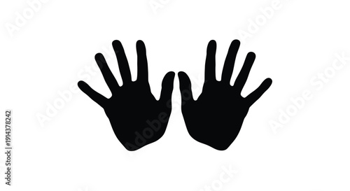 Two hands facing forward a striking black shape silhouette