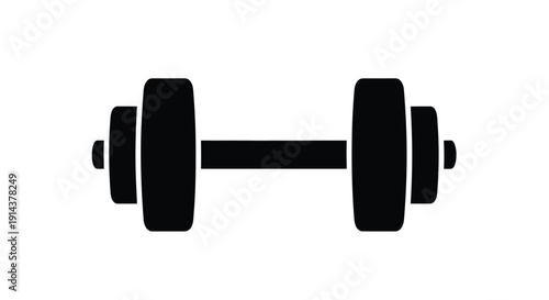 A black dumbbell icon representing fitness and strength silhouette