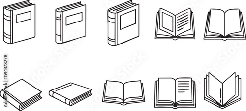 Black and white line of books in various orientations line black and white closed books
