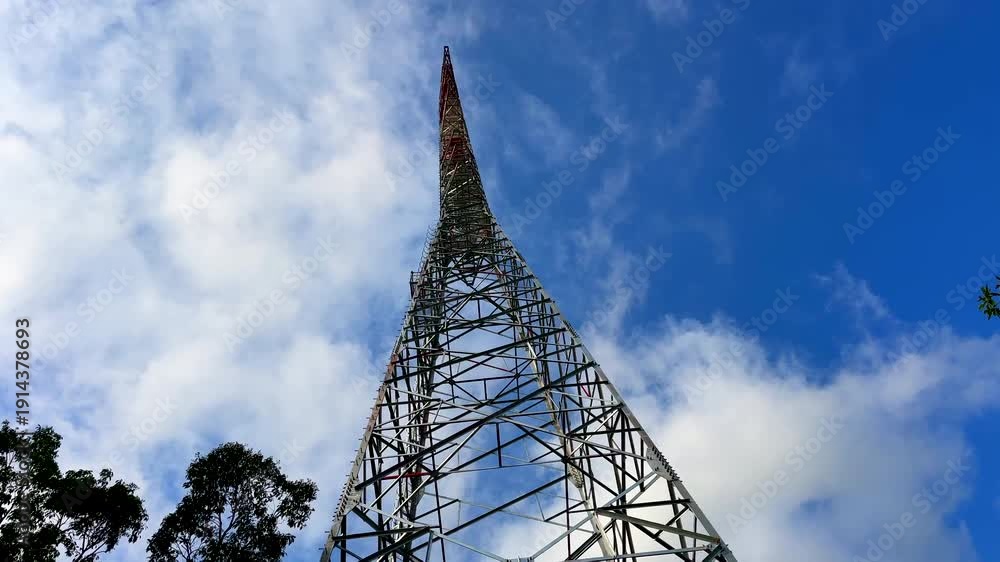 Electric tower construction. Power Tower Transmission Lines. High ...