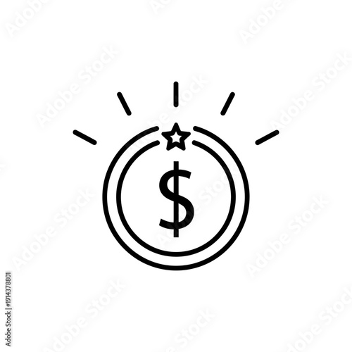 Bonus Payout Simple Outline Line Icon on White Background