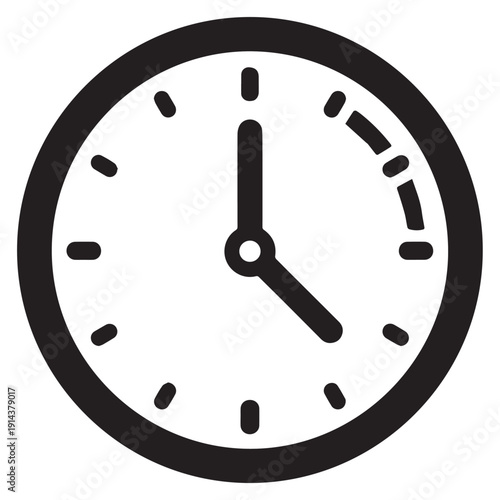 Analog clock close-up with a black frame showing time at approximately ten past two for a minimalist still life.