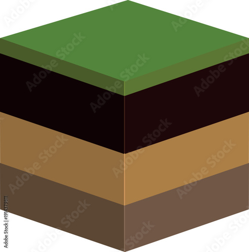 Schematic lawn soil profile. A diagram of a lawn installation showing the soil layers.