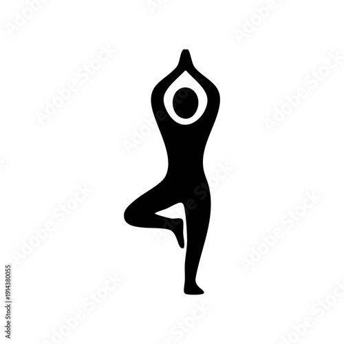 person doing yoga tree pose, calm posture, balanced body