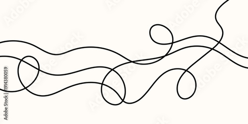Line cable drawing for squiggle curve long and abstract tangle thin Wavy curvy thread for black pattern line and squiggly wire doodle Line design divider for squiggle horizontal cable and curve