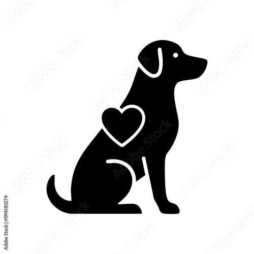 Elderly dog with heart symbol