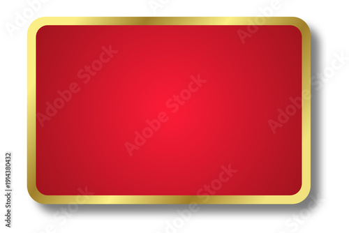 Blank red rectangular shape with gold border.