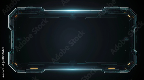 Futuristic Holographic Interface Frame with Neon Blue Tech Borders on Dark Background – Advanced Digital HUD Display Template