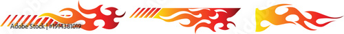 Fire flame vinyl decal vector set racing stripes and tribal graphics for car styling and auto customization