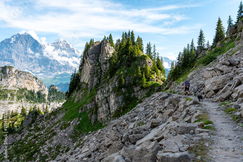 Wallpaper Mural A woman and her dog hiking from mount Faulhorn to Schynige Platte Torontodigital.ca