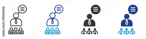 coaching icon set multiple style collection	