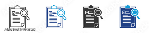 assessment icon set multiple style collection	