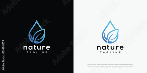Nature Logo Water Drop and Leaf Symbol Eco-Friendly Branding.