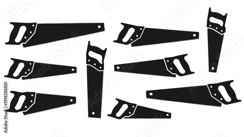 Graphic Black Silhouettes of Hand Saws Woodworking Tools EPS10 Stock.eps