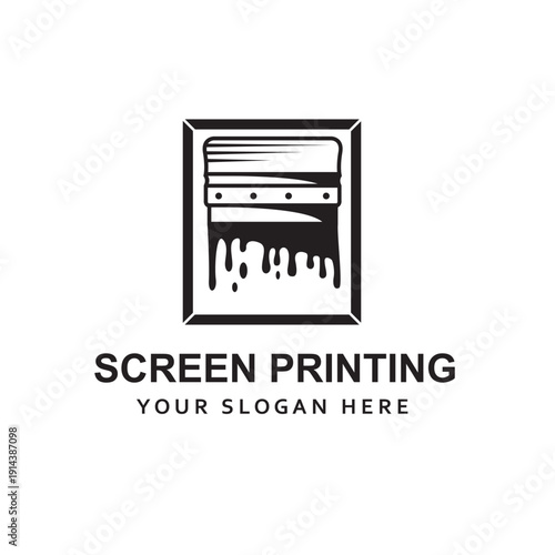 silk screen printing icon with squeegee isolated on white background