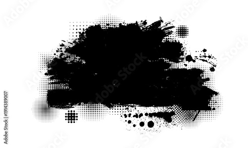 Black blot isolated on white background. Hand drawn. Not AI, vector illustration.