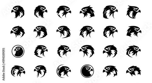 Falcon Head Mascot Logo Collection - 24 Swift Bird of Prey Vector Icons for Sports Esports