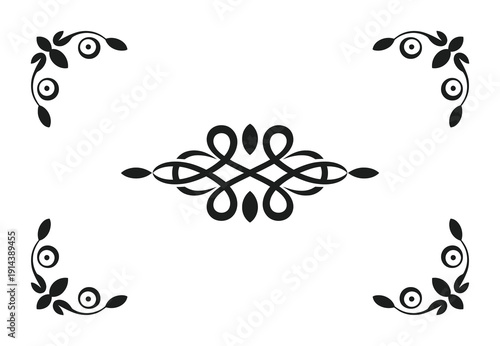 Vector illustration with decorative floral corner designs