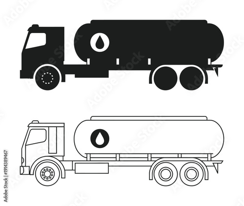 Vector illustration of a tanker truck transporting liquids