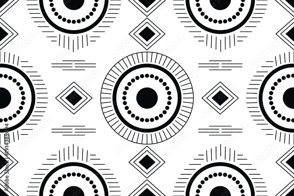 Fototapeta premium Abstract vector pattern with bold circles and geometric shapes