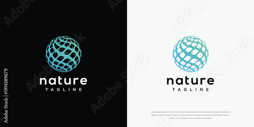 Nature Logo Design Abstract Globe Organic Sphere Eco-Friendly Brand Identity Symbol.