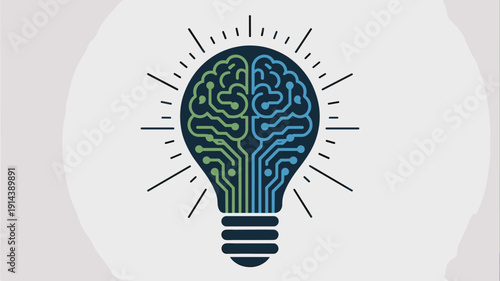 Abstract lightbulb brain with digital circuits symbolizing innovation creativity and intelligence for technology business and science concepts modern graphic illustration for presentations