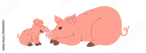 Cute pink pig family design