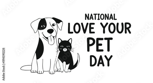 Black and white dog and cat national love your pet day animals