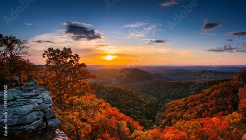 Sunset Over The Ozark Mountains In Arkansas